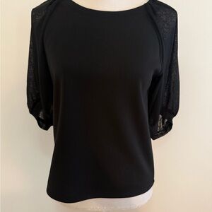 Banana Republic on trend sheer sleeve classic Black Women's Blouse NEW NWT XS